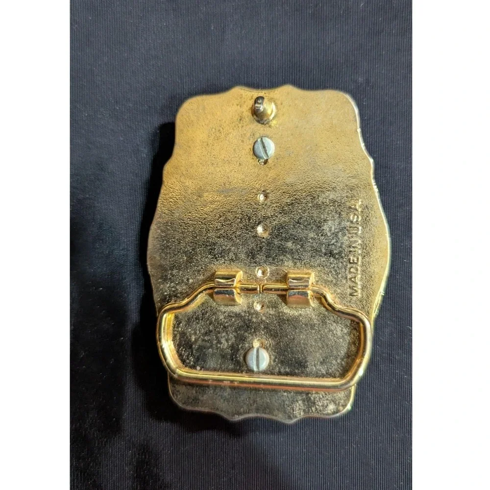 Vintage ATV Quad Rider Belt Buckle Gold Tone Western Made in USA‎ 3 Inch
